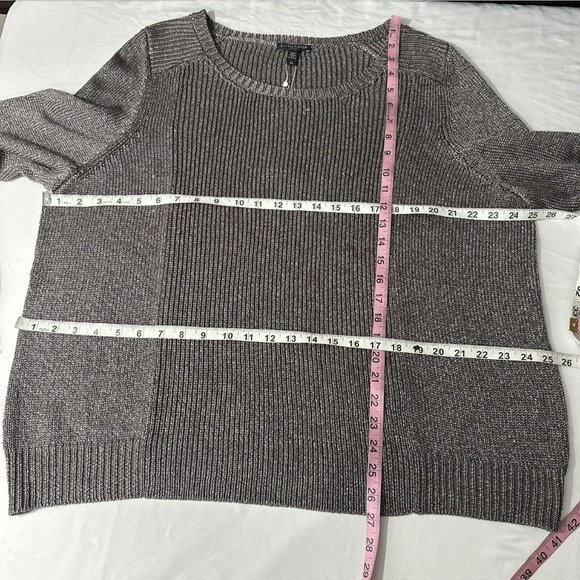 NWT $308 Eileen Fisher [ 2X‎ ] Metallic Ballet Neck Melange Sweater in Grey - Picture 9 of 10